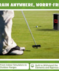 Golfer putting near Square Golf Launch Monitor Protective Shield Case in Clear Acrylic on grass