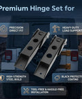 Heavy Duty Tailgate Hinge Set For Jeep Wrangler Jk And Jku 2007 Through 2018 Direct Bolt On Replacement showing high-strength build and black coating.