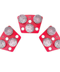 3 Piece Trapezoid Diamond Grinding Disc Set 30 Grit For Floor Grinding Pads Concrete Granite Marble Stone Polishing M9 Mounting Hole Includes Long Teeth Arrow Teeth And Cylindrical Teeth Red For Roughing And Smoothing Floors