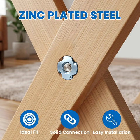 4 Pronged Tee Nut Zinc Plated Steel Built Tough For Wood And Furniture 4 Jaw Threaded Insert in wooden furniture joint