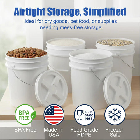 Top Shelf 5 Gallon Bucket Pack Of 6 With Secure Gamma Screw Lid Food Grade Bpa Free Hdpe Bulk Storage Containers For Pantry And Utility Work That Truly Saves Your Hide On Busy Days