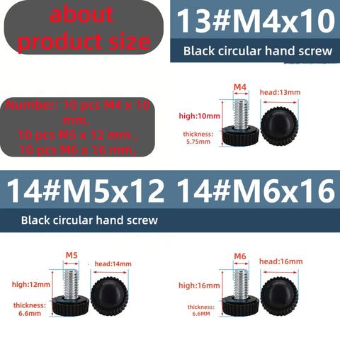 Image showing 30 Pieces Knurled Thumb Screws Set With M4 M5 M6 Threaded Monitor Screws VESA Compatible Carbon Steel Clamping Knobs.