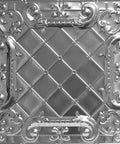 2x2 Ft Tin Plated Steel Wall And Ceiling Pattern Panels 12 Pack Nail Up Kit Unfinished Steel Panels With Matching Nails DIY Friendly Ready For Paint Oil Based Finish Needed Recycled USA Craft Material For DIY Home Decor showing a close-up design detail