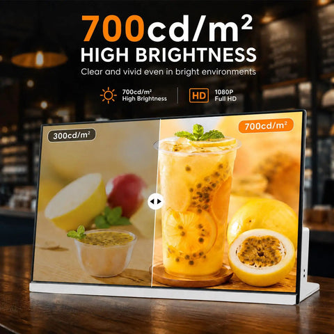 Sleek Digital Menu Board Delivers Eye Catching Multicolor Graphics With Low Power Draw Well Under Forty Watts showcased with high brightness.