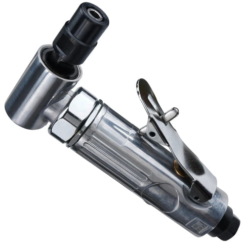 Top Notch Quarter Inch Angle Pneumatic Die Grinder Featuring Slick 90 Degree Head And Killer Variable Speed Control showing 90 degree angle collet.