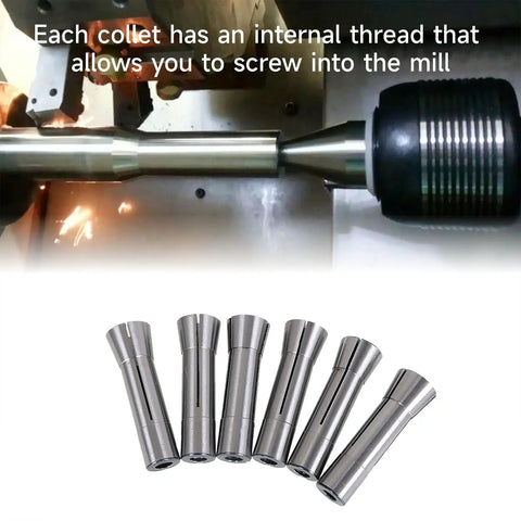 R8 Collet Set 31/32 to 1 Inch Fits R8 Mill Spindle Taper Bore With 0.0006 TIR 29 Pack tool clamping demonstration