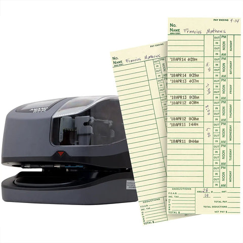 Top Tier Electronic Time Clock For Employee Shift Tracking And Small Business Attendance, Super Reliable Punch Printer For Mail Room Control, Effortless Hour Logging With Auto Date Adjustments And Custom Stamps, Solid Gear For Daily Hustle with time cards