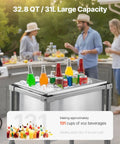 Rolling Ice Chest Cooler Cart With Stainless Steel Build On Wheels 32.8 Quart Drop In Ice Bin at outdoor party, beverages on ice
