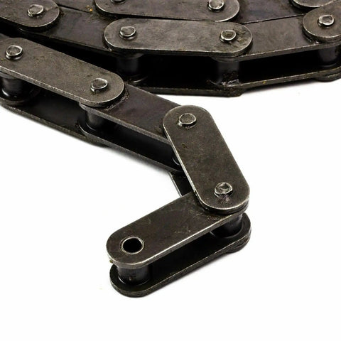 Close-up of ANSI C2050 Conveyor Roller Chain 10 Ft With 1 Connecting Link, 1.250 Inch Pitch, Heavy Duty Double Pitch Design for Rugged Conveying