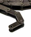 Close-up of Beefed-Up Heavy Duty Conveyor Roller Chain 1.500 Inch Pitch, ANSI C2060H, double-pitch design, industrial use.