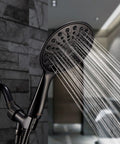 Handheld Shower Head 6 Inch Rainfall Face With High Pressure And 6 Spray Settings Including Power Rain, Massage, Rain, Shampoo Rinse, Water Saving Mode, Oil Rubbed Bronze Finish, Brass Swivel Ball Mount, Extra Long Stainless Steel Hose