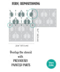 Diagram showing Fern Wall Stencil Set 2 Pack 17 By 22.5 Inches For Painting Large Patterns Perfect DIY Wallpaper Alternative