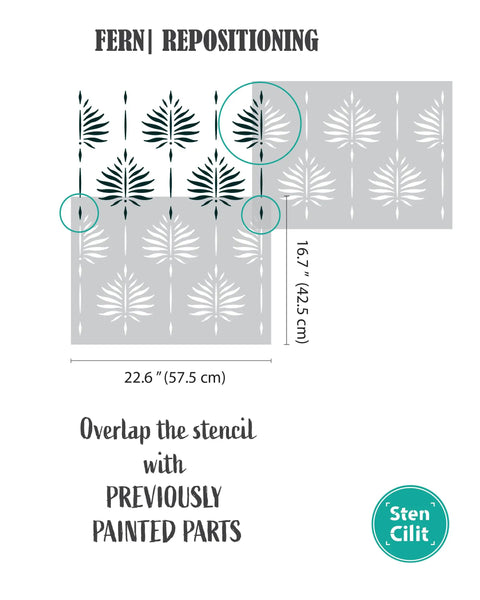 Diagram showing Fern Wall Stencil Set 2 Pack 17 By 22.5 Inches For Painting Large Patterns Perfect DIY Wallpaper Alternative