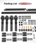 Bi Folding Barn Door Hardware Kit 5ft 60 Inch Sliding Track For Four Doors Heavy Duty Carbon Steel Frosted Black Finish Rust Resistant Hardware Only No Wood Door Included With Mounting Hardware shown with all components