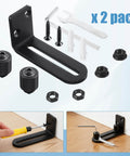 Rock Solid Barn Door Floor Guide 2 Pack With Adjustable Stay Rollers, black steel hardware kit for smooth installation