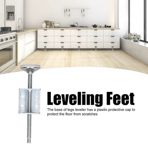 Adjustable Foot Leveling Feet With Screw In Furniture Nut Levelers for kitchen cabinets with protective cap base visible