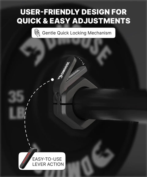 Two Inch Quick Release Barbell Clips With Anti Slip Lining For Easy On Easy Off Secure Weightlifting On Olympic Bars Black