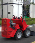 Rear view of Mini Skid Steer Loader With Wear Resistant Tires And Foldable Pedals Backhoe Attachment For Construction Jobs
