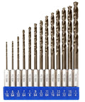 Boss Cobalt Drill Bit Set For Metal And Hardened Steel With M35 HSS Bits 13 Piece One Sixteenth To One Quarter Inch Twist Bits