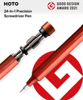 Slick 24-In-1 Mini Screwdriver Set with Eyeglass Repair Kit and Precision Bits for Tiny Screws in sleek cinnabar red finish.