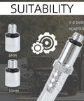 Lower Unit Gear Oil Pump For Quart Bottles With Three Eighths Inch Metal Swivel And Eight And Ten Millimeter Adapters