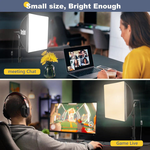 Softbox Lighting Kit 16x16 For Studio And Home Photo Video in use during video chat and gaming sessions
