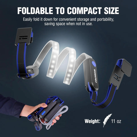 Image showing 25 Inch LED Underhood Work Light With Foldable Bar Three Lighting Modes Low Medium High Magnetic And Adjustable Straps And Hooks Rechargeable Battery Pro Grade Ideal For Car Repair Garage Workshop And Emergency folded into a compact size.