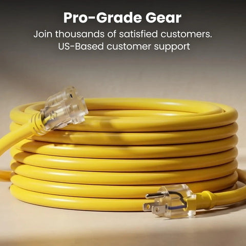 100 Ft Beefy Heavy Duty Extension Cord 12/3 Gauge SJTW Outdoor Indoor 3 Prong Power Cable 15A 125V 1875W coiled