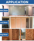 Hidden Pivot Door Hinge Set For Secret Bookshelf Doors 304 Stainless Steel Heavy Duty 220 Lb Per Set Fits Doors Over 40mm Thick Under 800mm Wide And 2500mm High Includes Door Ball Catch And Easy Install Patent D920075 application examples with hidden, secret, and swing door designs.