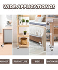 Wide applications of 2 Inch Rubber Caster Wheels With 3/4 Inch U Bracket on cabinets, furniture, beds, and workbenches.