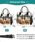 Desert Cowboy Insulated Lunch Tote For Women With Adjustable Shoulder Strap sizes S and M showing dimensions and strap