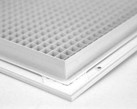 Close-up of 36 by 36 Inch Cube Core Eggcrate Return Air Grille Aluminum Rust Proof White Finish for HVAC Duct Openings