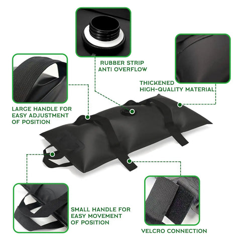 Heavy Duty Umbrella Base Weights Set Of 4 Fillable Water Bags For Patio Garden And Backyard with handles and velcro