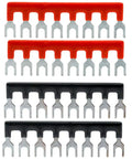 Eight Position Jumper Block Terminal Strips 400V 25A Barrier Fork Type TB2508 Pre Insulated, Red and Black, 4-pack