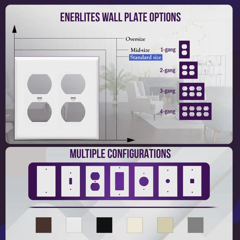 2-Gang Duplex Receptacle Wall Plate In White, Built Tough Polycarbonate Thermoplastic, Impact And Heat Resistant, Fade Proof Finish