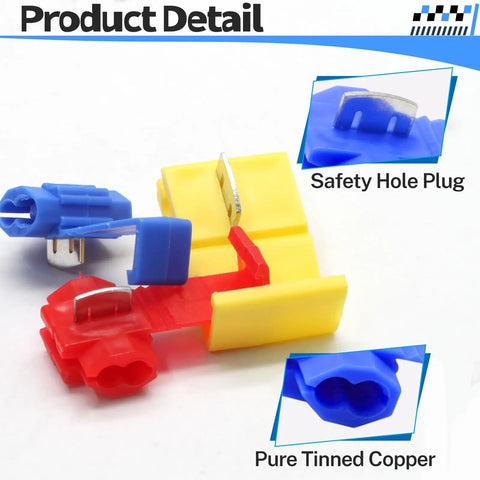 150 Pcs Solderless Quick Splice Wire Connectors Kit For 22 To 10 AWG No Strip Tap Crimp Joiners, red blue yellow connectors