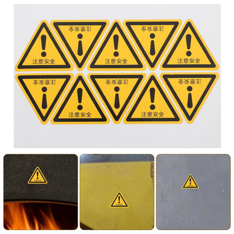 24 Pack Yellow PVC Safety Warning Sign Stickers For Machines And Equipment, Self Adhesive And Weather Resistant