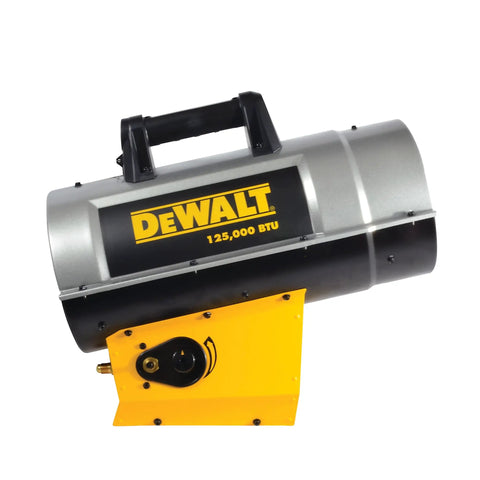 Heavy Duty 125k BTU Propane Forced Air Heater Packs Quiet Burner Tech, compact design suitable for garages and sheds.