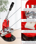 Heavy Duty Metal Button Maker Machine Pro Setup 32MM And 58MM Pin Press Kit with precision mold and durable base.