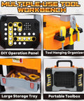 Kids Tool Bench With Electric Drill And Construction Vehicles 2 In 1 Workbench And Toolbox For Ages 3 To 5 STEM Learning Toys