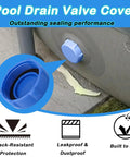 Heavy Duty Drain Valve Cap Replacement For Bestway And Coleman Above Ground Pools Blue 2 Pack installed on pool valve