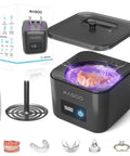 Powerful 45kHz Ultrasonic Cleaner for dentures, aligners, mouth guards with UV sanitizer in black design with digital display
