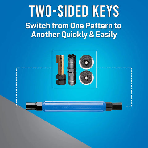 SSK-950 Can Wrench Kit With P Key And Star Keys For Pedestals And Self Locking Cabinets, dual-ended key components shown