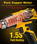 Cordless Hot Air Gun With 20V Battery Compatibility, LCD Display, 350W Power, Dual Temperature 120F To 1110F, Four Nozzles