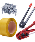 Heavy Hitter Polypropylene Strapping Kit With 3500 Feet Of Half Inch Pallet Tape aluminum tensioner, manual crimper, metal seals.