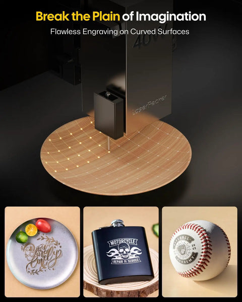 40W Laser Cutter Engraver With 19.7 By 12 Inch Large Work Area Crazy Fast 1000 mm Per Second Engraving Speed 12MP Camera engraving on curved surfaces
