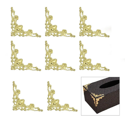 Top Shelf Iron Corner Protectors Sweet Yellow Edge Guards For Books Scrapbooks And Purse Cases, set of eight durable gold corner brackets.