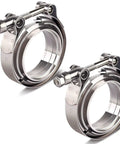 Stainless Steel Two And A Half Inch V Band Exhaust Clamps Dual Pack With Male Female Quick Release Plug And Play Flat Flange