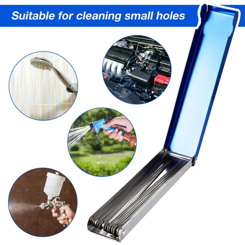 8 Piece Torch Tip Cleaner Welding Tip Tool With 13 Wire Set Nozzle Cleaning Kit shown with open case and usage examples.