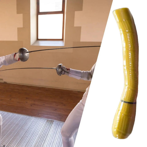 Dope Ergonomic Fencing Foil And Epee Handle With Curved Or Straight Grip, 7.28 Inch Portable Yellow Accessory in use